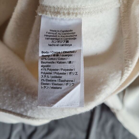 J.Crew Womens XXL Heritage Fleece Cropped Sweatshirt Ivory Gold Buttons Preppy - Picture 3 of 7